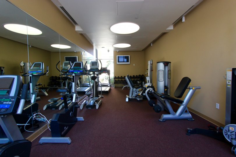 Well-appointed fitness center at Element in Downtown San Diego, California.