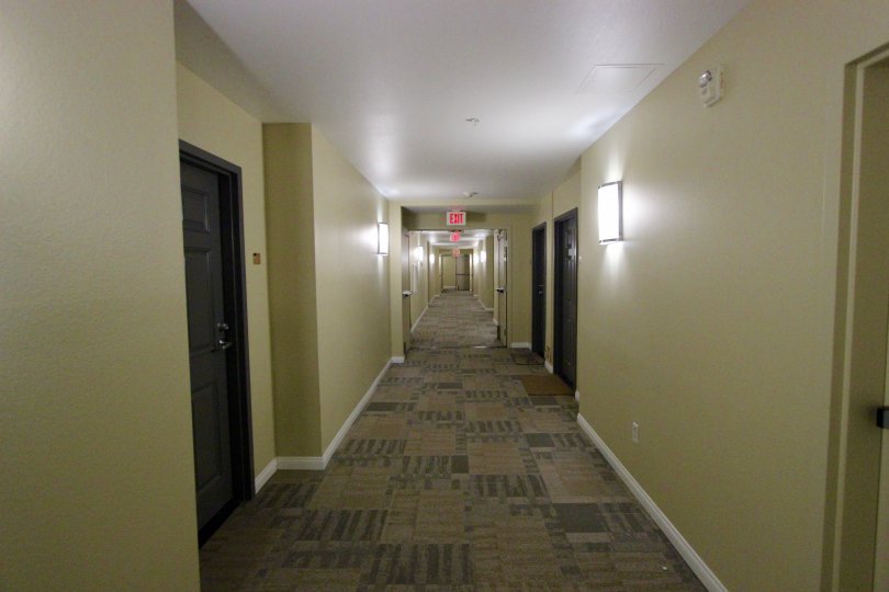 A hallway in a modernly designed building in one of California's most beautiful cities