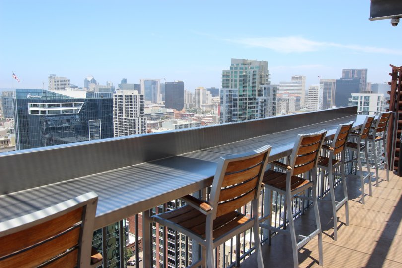 Icon in downtown San Diego California with a bar looking out at the beautiful skyline