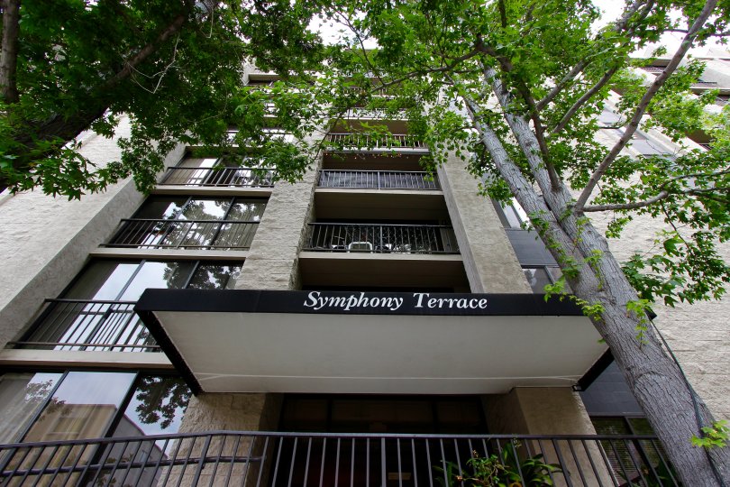 Top angle view of the building balcony surrounding with trees in Symphony Terrace