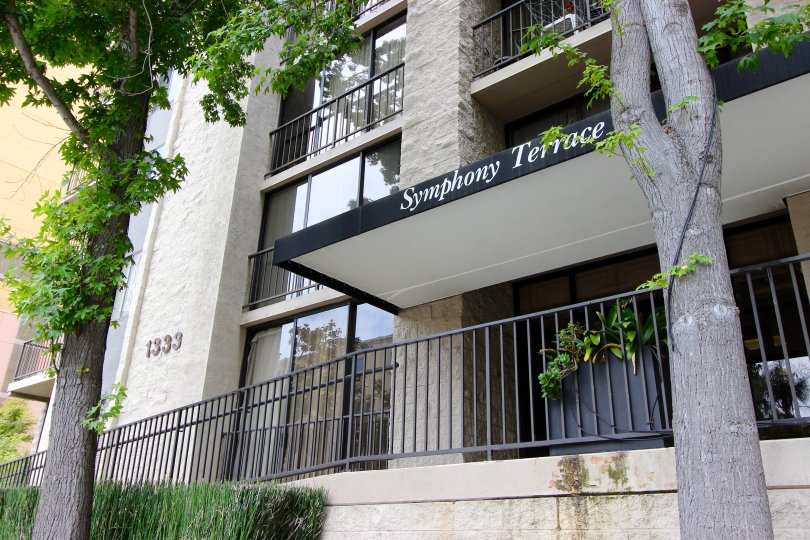 Symphony Terrace, City: Downtown San Diego, there is a building and "symphony terrace" is written on the top