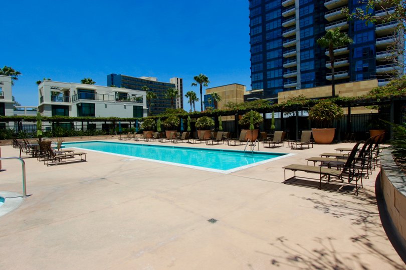 The outdoor pool are in The Grande community in Downtown San Diego CA.