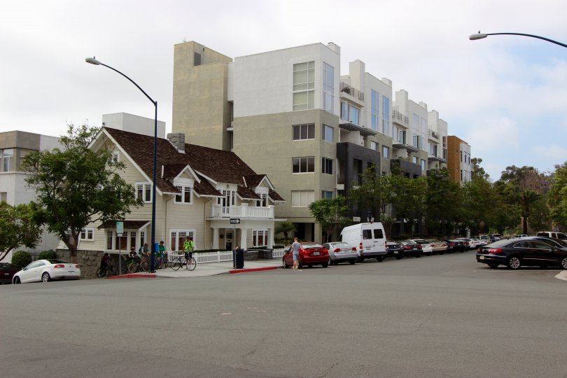 The Mills at Cortez Hill, City: Downtown San Diego, a nice wide road and cars parked near buildings