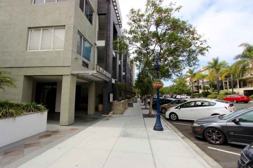 The sideway and parking at the entrance to The Mills at Cortez Hill downtown San Diego, Ca.