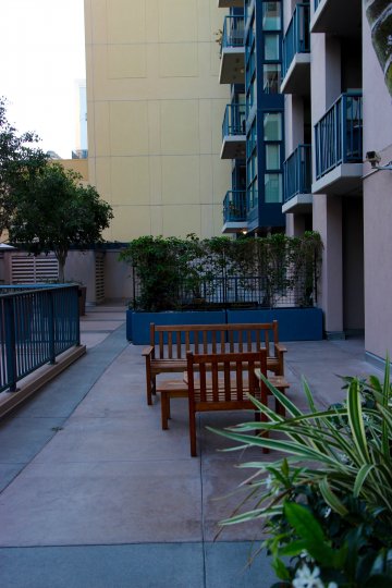 A side view of apartments in the Trellis community