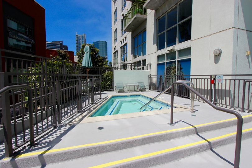 Gated spa area in the community of TREO Downtown San Diego California