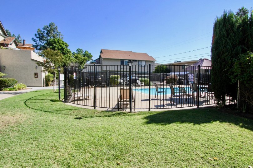 The Centaur Villas community pool on a beautiful, sunny day.