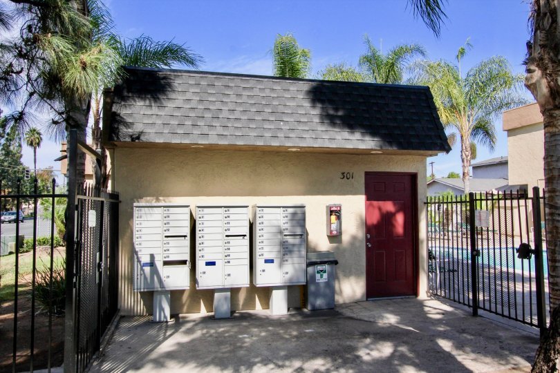 Mailboxes in front of a house in Mollison Estates on a sunny day in the city of El Cajon of California