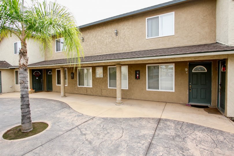 Housing and walkway at Peach Gardens in El Cajon California