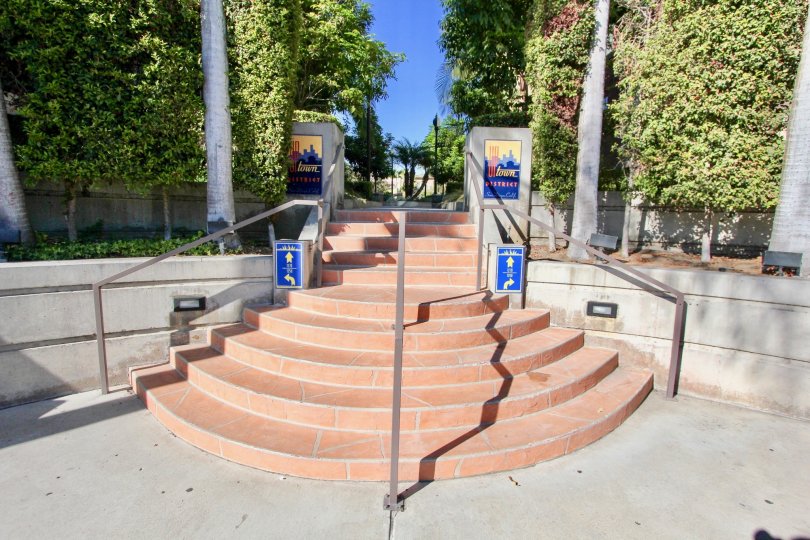 Sunny Day with Nice approach to park with stairs surrounded with trees in Uptown District of Hillcrest