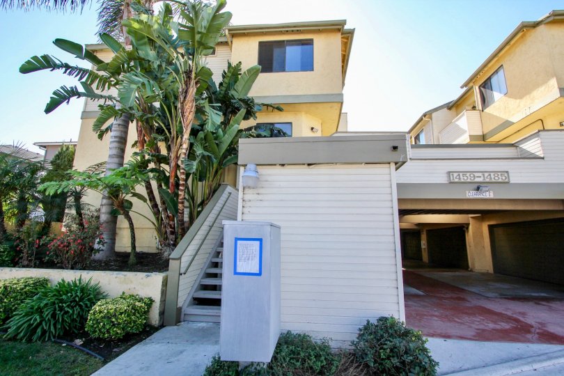 Housing with underground parking and stairways at Tradewinds in Imperial Beach California