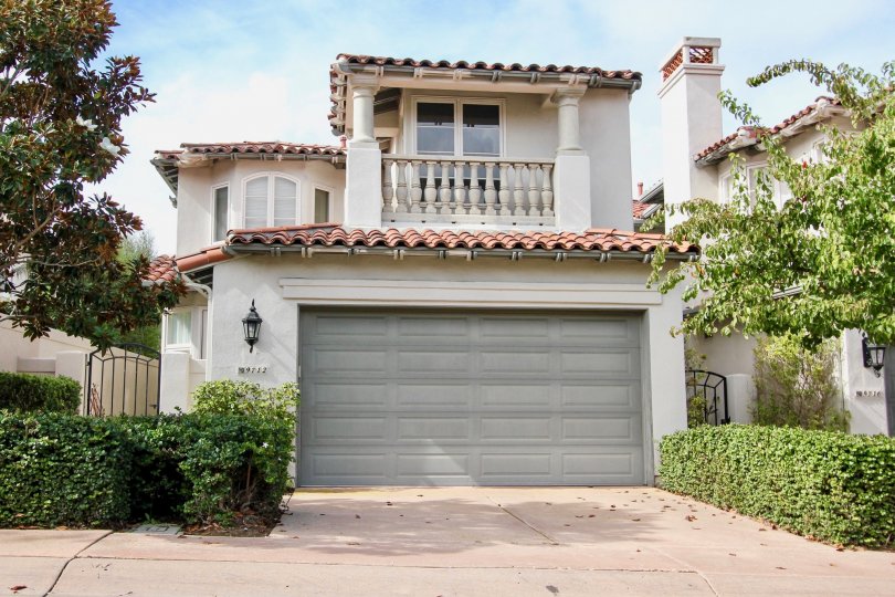 Gray garage door on a home inside Blackhorse in La Jolla California