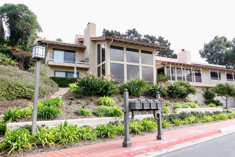 Mailboxes near street and residence at Coromandel Park in La Jolla California