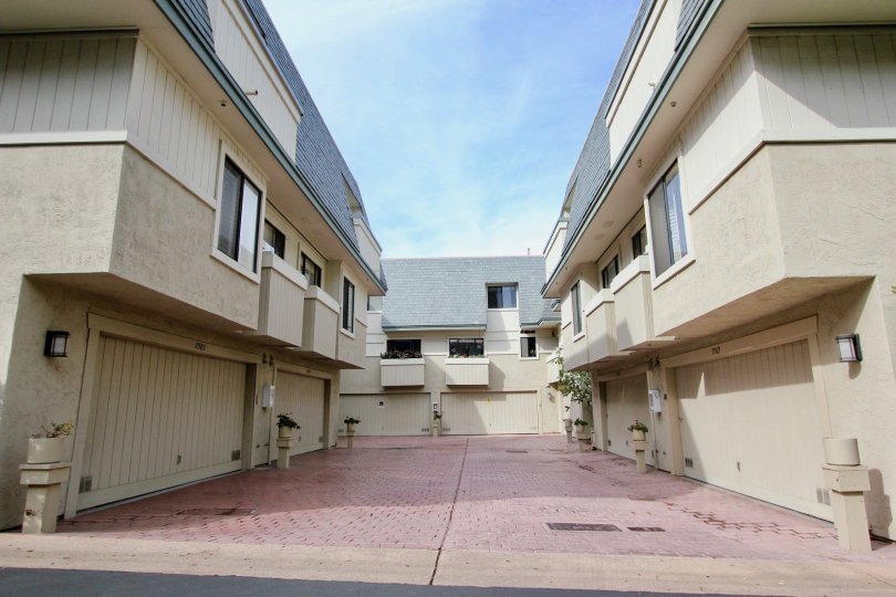 Driveway between two condominium units inside Del Charro Woods in La Jolla CA