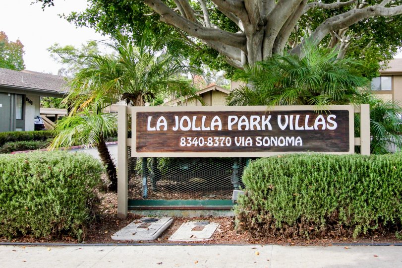 Generic community sign at La Jolla Park Villas in La Jolla CA