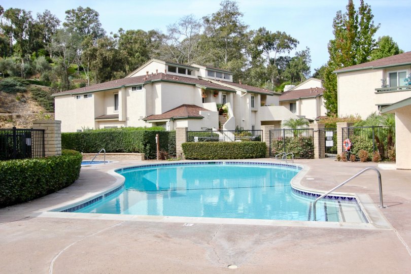 Large pool next to hot tub at La Jolla Terrace in La Jolla CA