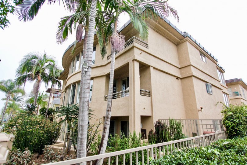 Lush landscaping at Village Walk community in La Jolla, California.