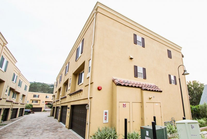 THE BUILDING IN THE ZIANI WITH THE SHUTTERS, PLANT, TREE, ELECTRONIC BOX