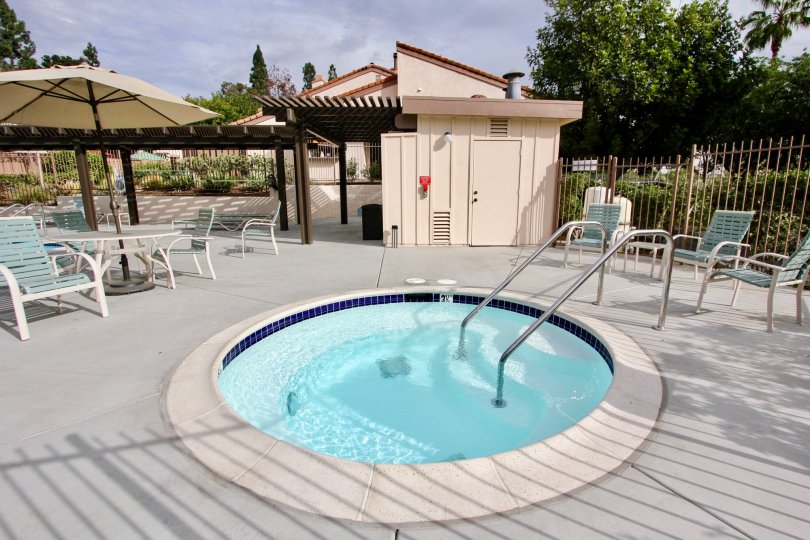 A nice view of the community hot tub at The Woodlands in La Mesa California