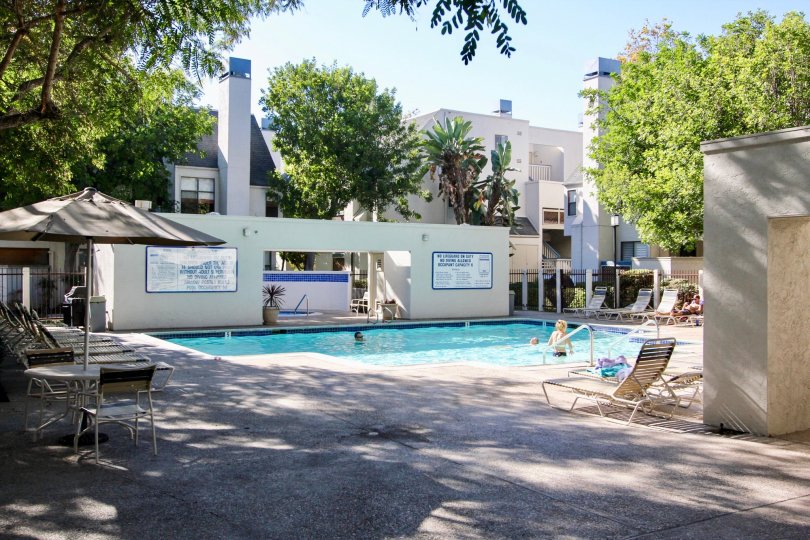 Apartment complex with nice pool in Creekwood at River Run Mission Valley California