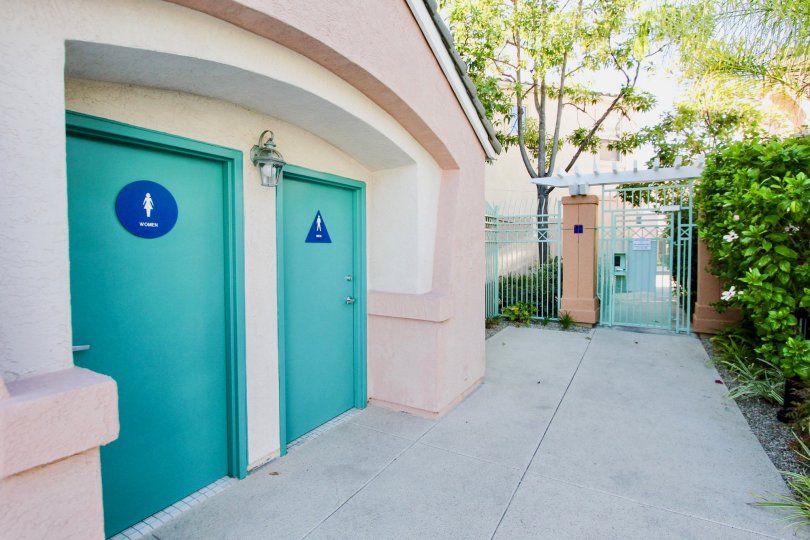 Restrooms near security entrance at Union Square in Mission Valley California