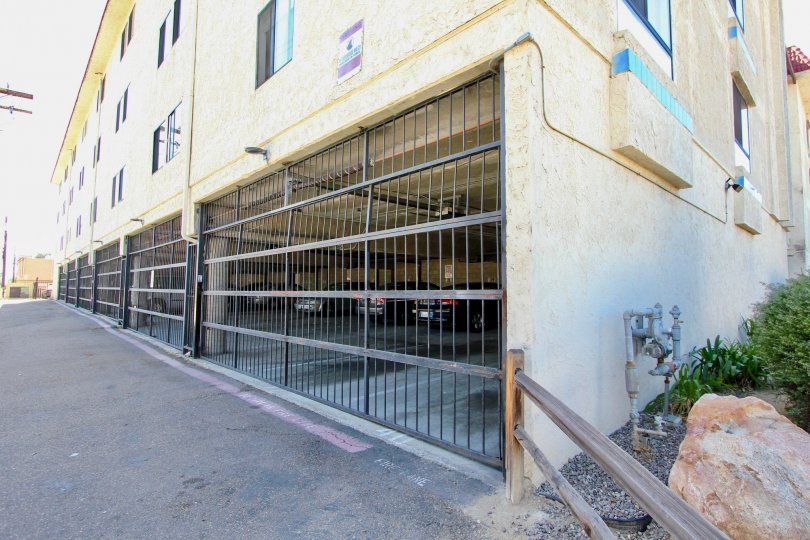 Iron railing provided for parking with water sprinkler pipe connection in Monroe Manor.