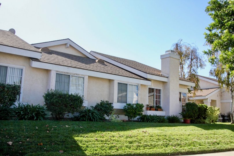 Carefree Village, Oceanside, California, lawn, pale blue sky