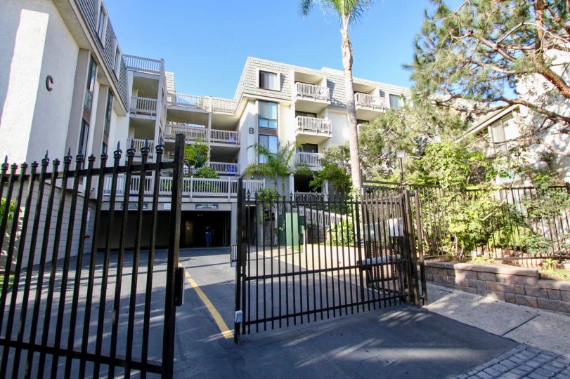 Secured gate at North Coast Village in Oceanside, California.