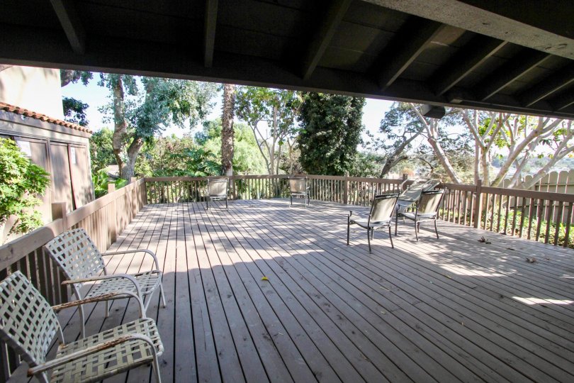 Take a load off and sit and read on this rustic deck in Oceanside California