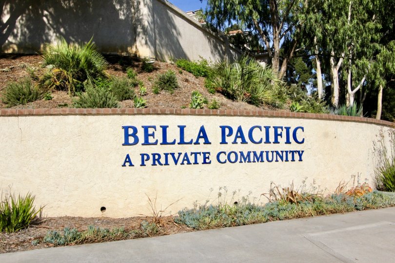 Bella Pacific community sign area in Pacific Beach, California