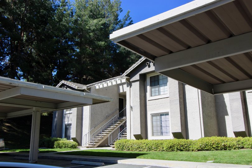 The beautiful building of Carmel Trails looks beautiful with swimming pool outside