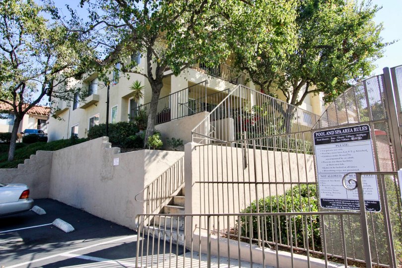 Parking Area near Pool and Spa at Avocado Gardens in San Marcos, California