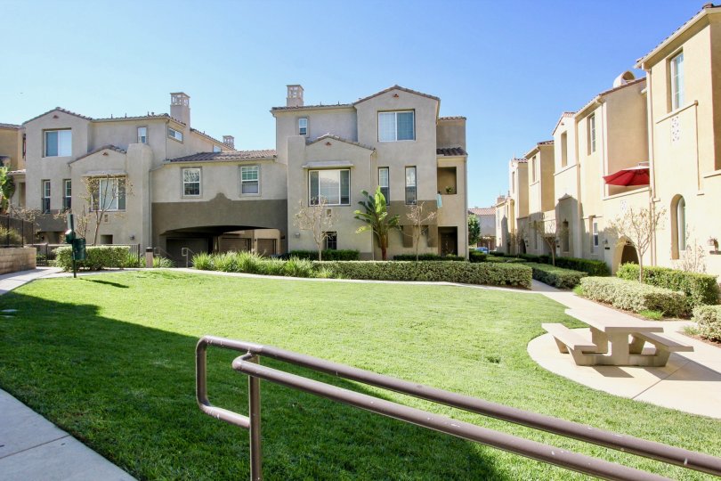 Corte Bella  , San Marcos , California, blue sky, stone bench