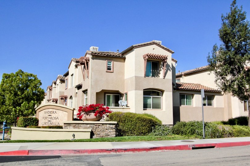Blue sky with side view of Madiera community, San Marcos, CA
