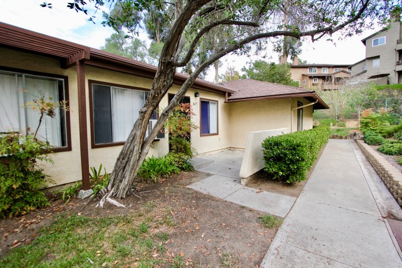 A view of a motel-like building in the Sunset Greens community of Santee, California