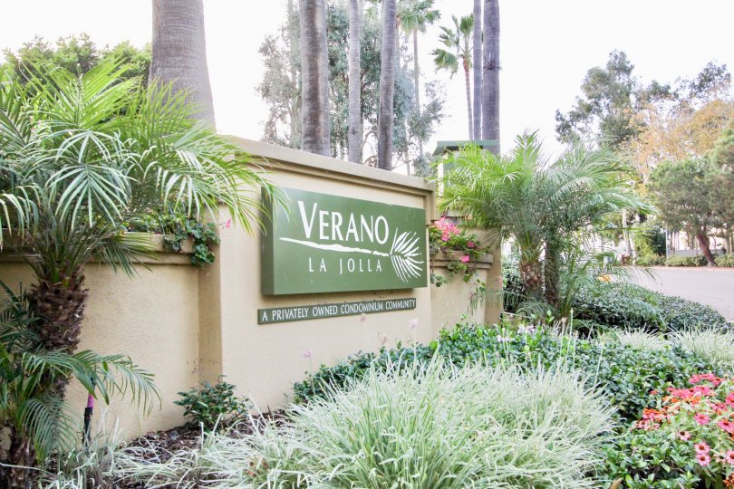 Main entrance wall of verano community located at university city, California