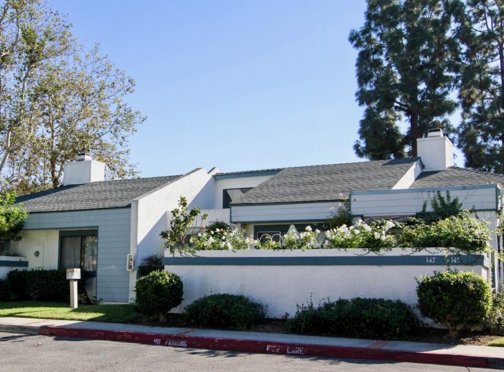 Housing with enclosed patio and plants at Copper Hill in Vista California