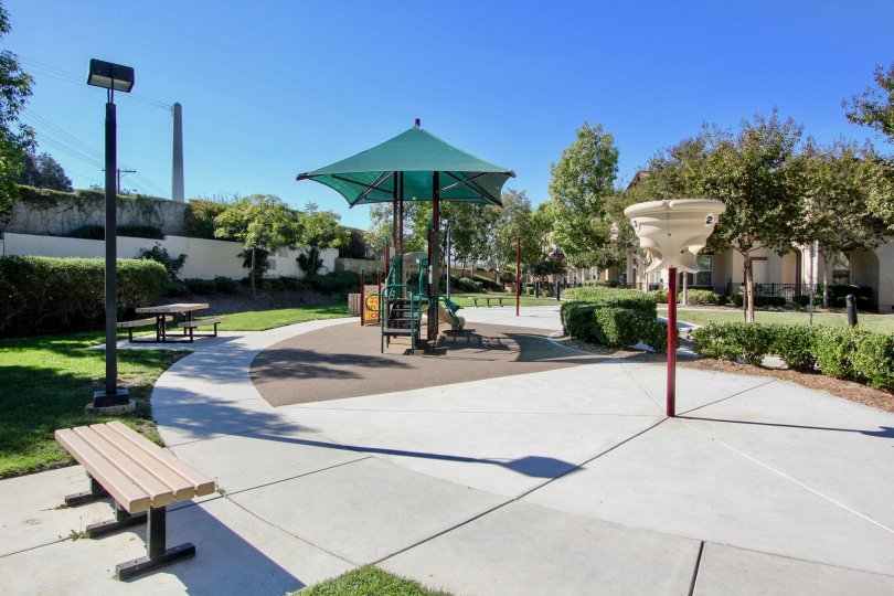 Playground in sand at Santa Fe Walk in Vista California