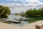 Take the dog for a walk on a walking path in Heritage Lake