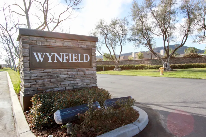 Stone column entrance to Wynfield Estates in Murrieta