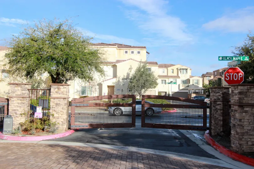 Benches outside the community amenities at Temecula Lane