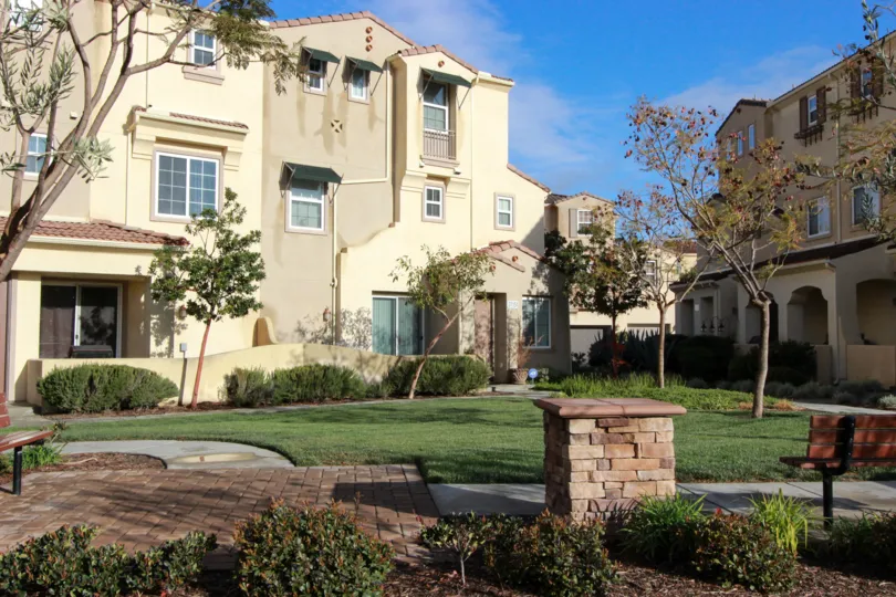 A trellis adjacent to the poolside area at Temecula Lane