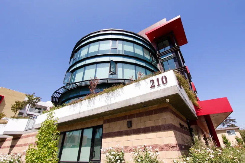 The address of Park View Place on the building