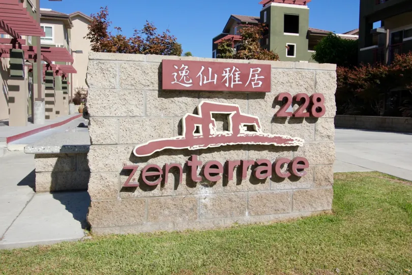The sign into Zen Terrace in Alhambra California
