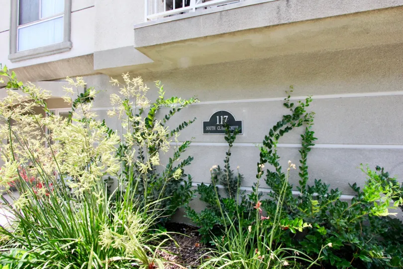 Green flowers of 117 S Clark, Beverly Center, california