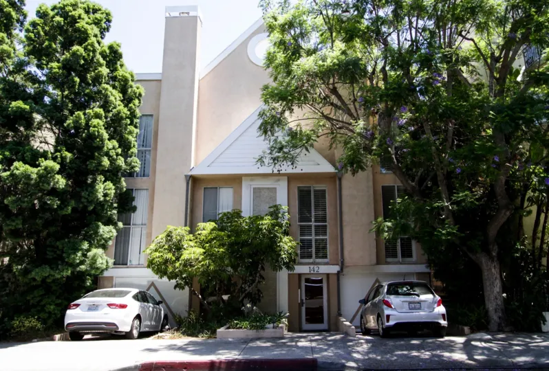 The parking for Clark Townhomes in Beverly Center