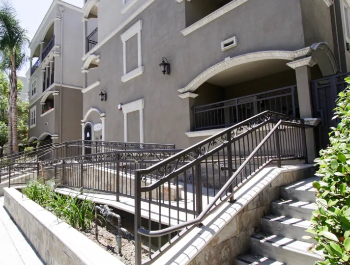 The stairs to the entrance of the Palazzo Arnaz in Beverly Center