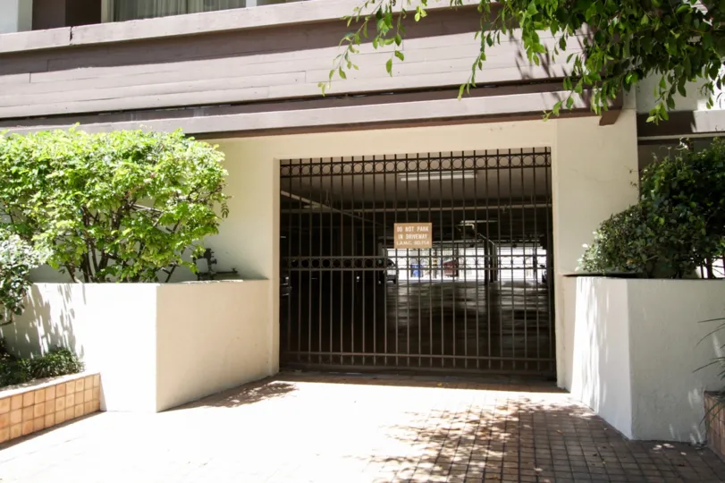 The gated parking area for Somerset