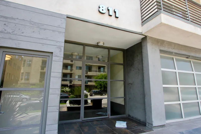 Grey walls of the beautiful 811 building, Beverly Center, California