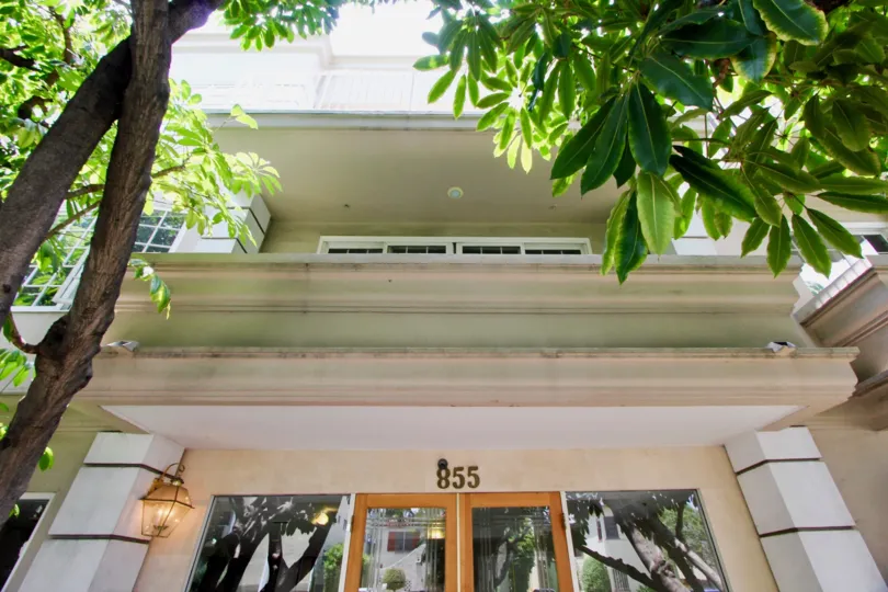 upward view of 855 of the Haverhills Apartment, Beverly Center, California